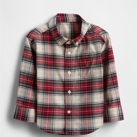 Worn once baby Gap tartan Oxford shirt 12-18 months - Picture 2 of 5
